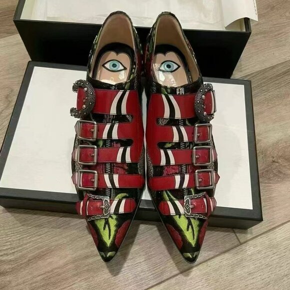 NIB Authentic Gucci Susan Kingsnake Floral Brocade Jacquard Oxfords - Picture 2 of 4